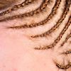 Junge Frau mit halben Cornrows